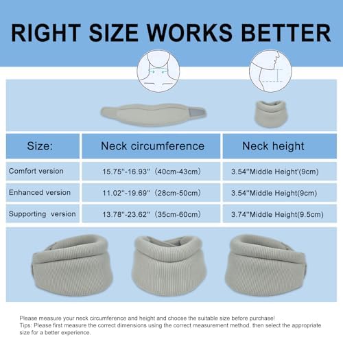 Neck Brace Cervical Collar, Neck Support Brace for Sleeping, Soft Memory Foam Padding Relieves Cervical Spine Pressure, Sleeping Upright, Snoozing, Sleep Apnea for Women & Men(Comfy-Soft Grey)