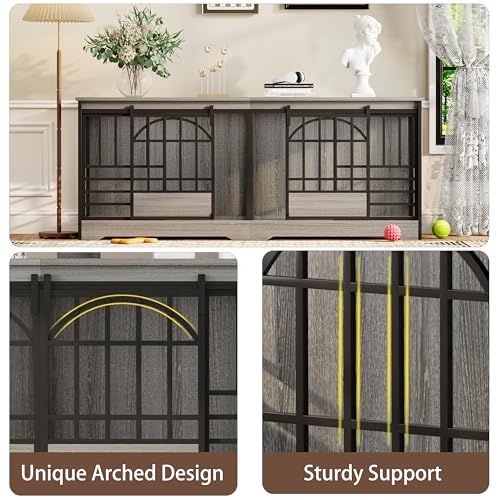 78" Double Dog Crate with Divider, Grey
