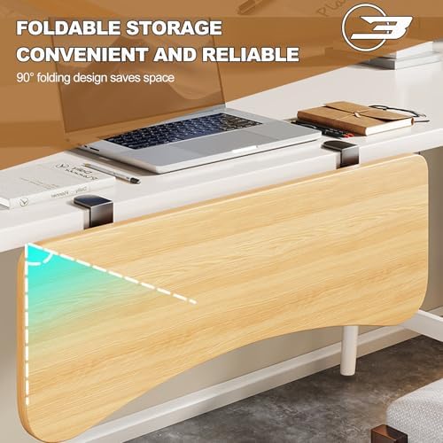 Black,A76*24,Ergonomics Desk Extender Tray, Desktop Extender with 3/4 stand, 30"x9.4" Clamp on Table Mount Arm Wrist Rest Shelf, Small Table Edge Extender Tray, 90° Foldable Computer Arm Rest for Desk