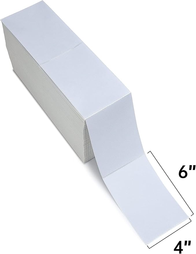 L LIKED 3000 4x6 Thermal Labels Fanfold, Direct Thermal Shipping Labels - Perforated and Strong Adhesive
