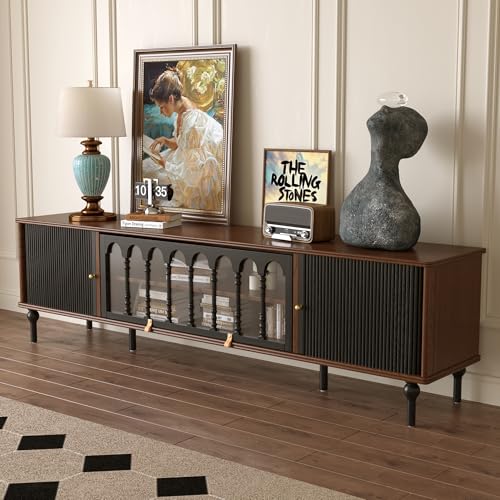78" Mid Century Modern TV Stand, Solid Wood TV Console