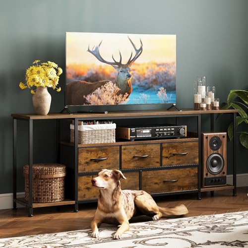 TV Stand for TVs Up to 75 Inch, Rustic Brown