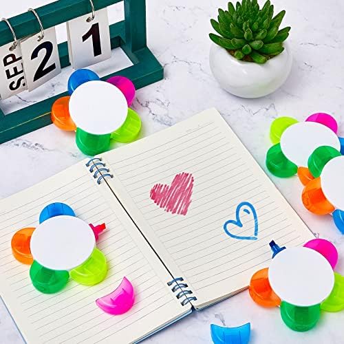 Outus 48 Pieces Petals Highlighters Assorted Colors Back to School Flower Shape Watercolor Highlighter Pens 5-in-1 Fluorescent Pens for Office School Stationery Aesthetic Supplies,5 Colors