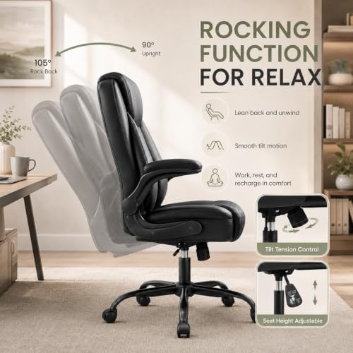 GTPLAYER Black Office Desk Chair with 90° Flip-up Arm, 2 Pack