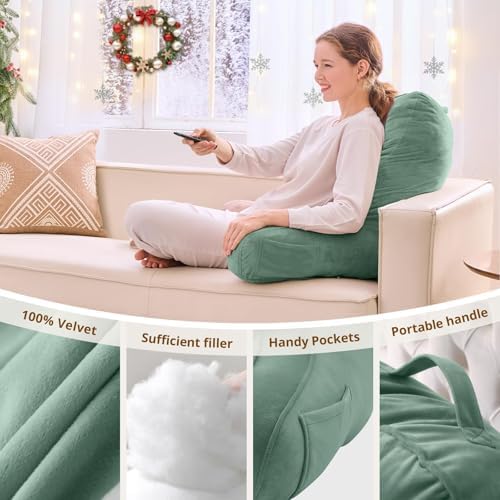 Sasttie Reading Pillow for Bed, Back Pillow for Sitting Up, Sage