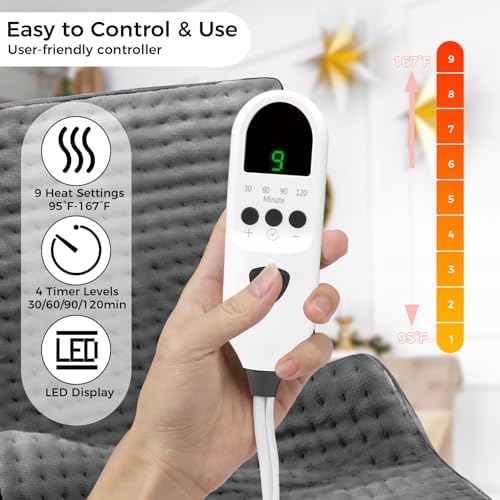 Heating Pad for Back, 12"×24" Electric Heating pad for Women, Men