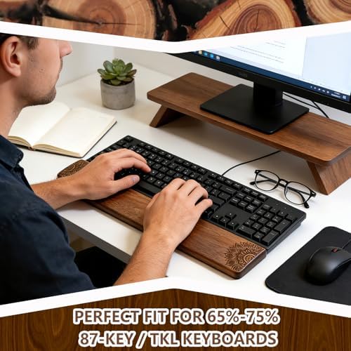 14.2in Walnut Wrist Rest Ergonomic Palm Support for 87Key Keyboard