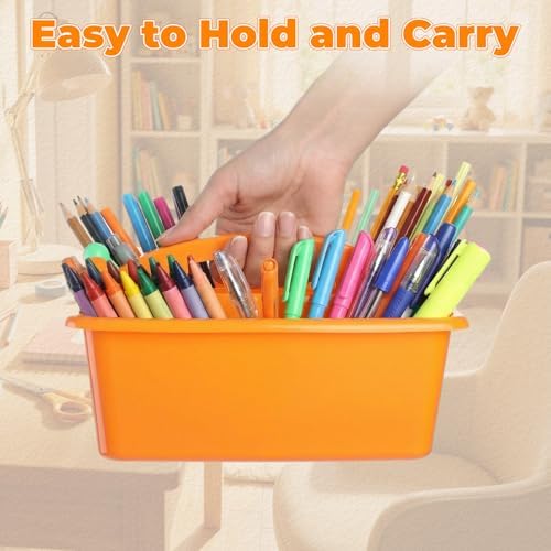 Kathfly 4 Pack Classroom Caddy Organizer with Handle Bulk, Blue Orange