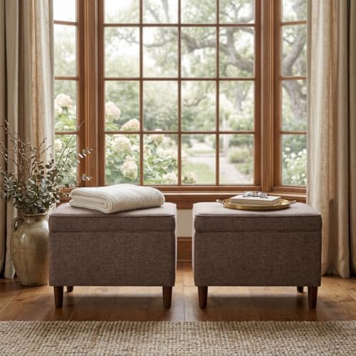 24" Dinah Collection Storage Ottoman - Chocolate Brown
