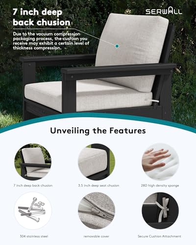 HDPE Outdoor Patio Furniture Set with Coffee Table - Modern