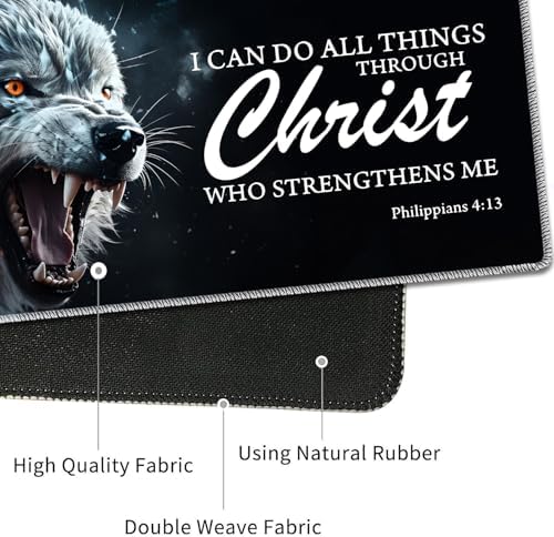4 in 1 Mouse Pad Combo, Large Gaming Mouse Pad + Keyboard Wrist Support + Mouse Wrist Rest + Coaster, Table Pad 31.5 "x 11.8" with Memory Foam Ergonomic Wrist Pad Set, Ferocious Wolf