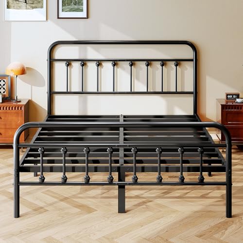 King Size Metal Bed Frame, Victorian Style Headboard and Footboard