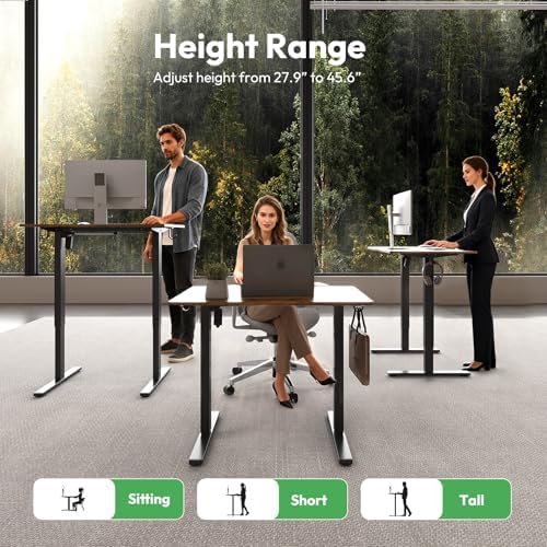 32 x 24 Inch Height Adjustable Standing Desk, 3 Presets, Brown