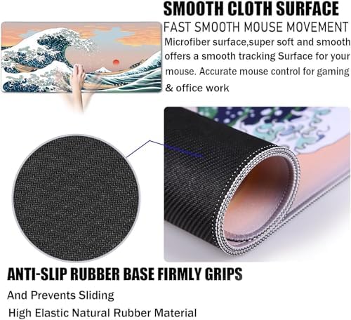 Japanese Large Mouse Pad Desk Mat Office Desk Pad, Sunset Sea