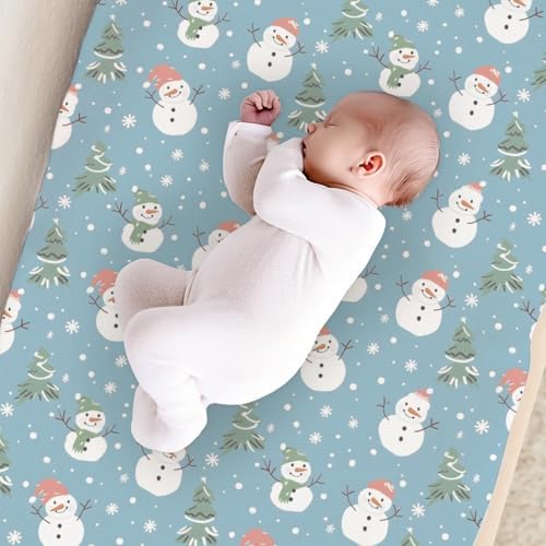 Christmas Theme Winter Holiday Trees Snowflakes Pattern Baby Changing Pad Cover, Unisex Christmas Nursery Diaper Changing Table Pad Mat Sheet for Boys Girls-16x32