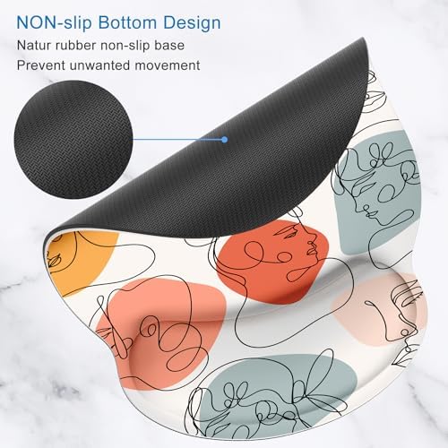 ITNRSIIET Ergonomic Mouse Pad with Wrist Support Wrist Rest Smooth Surface Non-Slip Rubber Base Comfortable Office Supplies Pain Relief, 9.8 x 9.1 inches, Guise