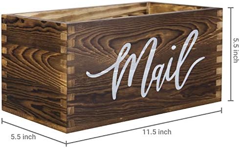 MyGift Rustic Brown Wood Mail Holder, Desktop Organizer with MAIL Design
