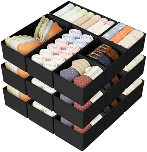 DIMJ Drawer Organizer Clothes Storage - 18 Pack Baby Dresser Organizer for Nursery, Foldable Drawer Dividers for Bedroom Closet Organization, Fabric Storage Bins for Socks, Underwears, Bras