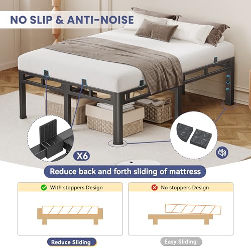Bed Frame Full 24 Inch Tall,2in1 Double Layer Heavy Duty Metal Platform