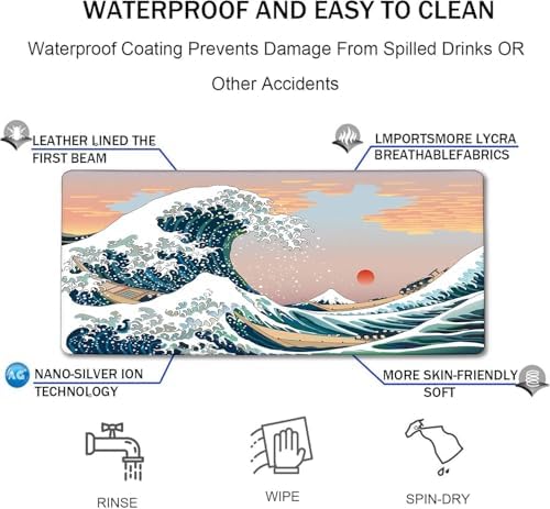 Japanese Large Mouse Pad Desk Mat Office Desk Pad, Sunset Sea