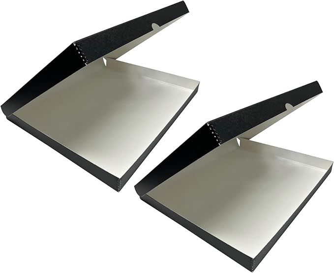 Lineco, Archival Folio Storage Box. Acid-Free, Metal Edge Boxboard, Clamshell Lid. 16 x 20 x 1.75 Inches. Preserves and Organize, Stores Photos, Documents, Craft, Prints, DIY. Black, Pack of 2
