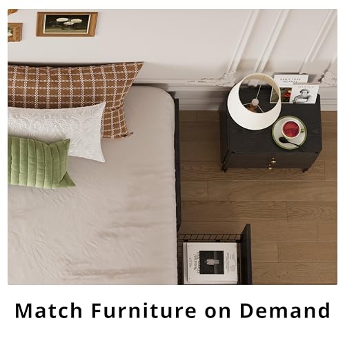 King Bed Frame with 4 Storage Drawers, Charcoal Grey