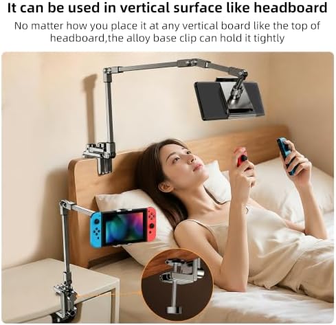 Portable Monitor Stand for 6-17.3 Inch Screens, Adjustable Foldable Monitor Arm Mount for Desk, Carbon Steel Portable Monitor Holder, 360° Rotatable Desktop Stand for Monitors, Tablets & Gaming