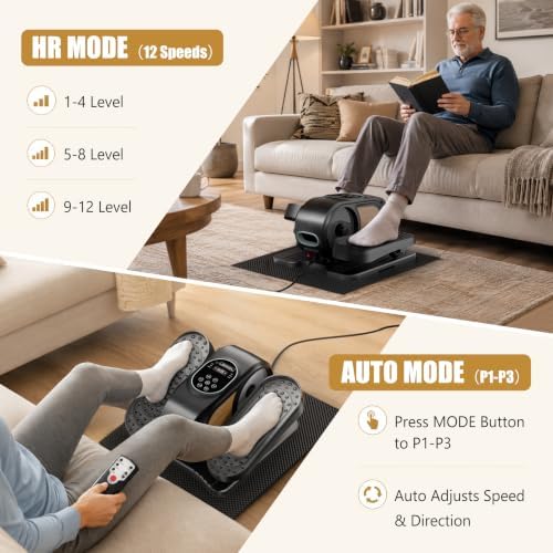 Low Impact Under Desk Elliptical, Leg Exerciser for Seniors Black