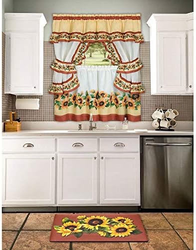 PowerSellerUSA Printed Anti Fatigue Mat, Non Slip Printed Textured Comfort Standing Floor Mats for Living, Dining Room, Bedroom, Kitchen, Office, Work (18x30 in., Sunflower)