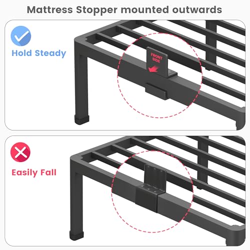 4 Inch Twin Bed Frame Low Profile with Rounded Legs, Easy Assembly