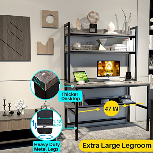 Desk with Hutch, Computer Desk with Shelves, 47 Inch
