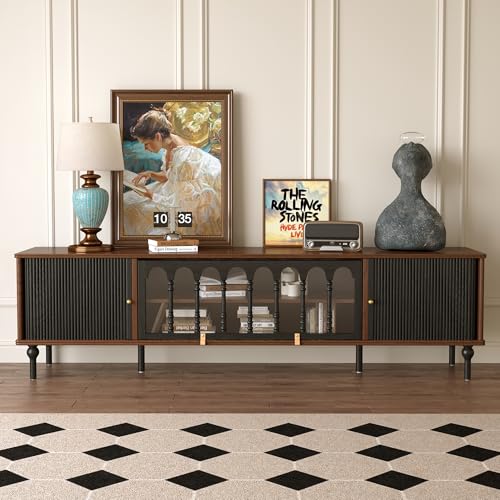 78" Mid Century Modern TV Stand, Solid Wood TV Console