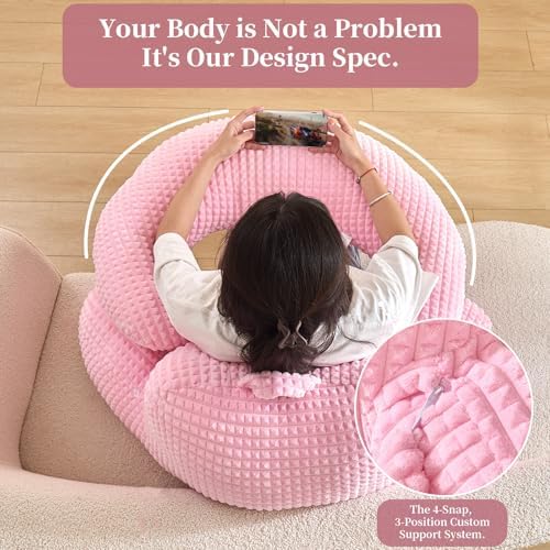 17" Reading Pillow for Bed,U Shaped Arm & Elbow Support,Pink Flannel