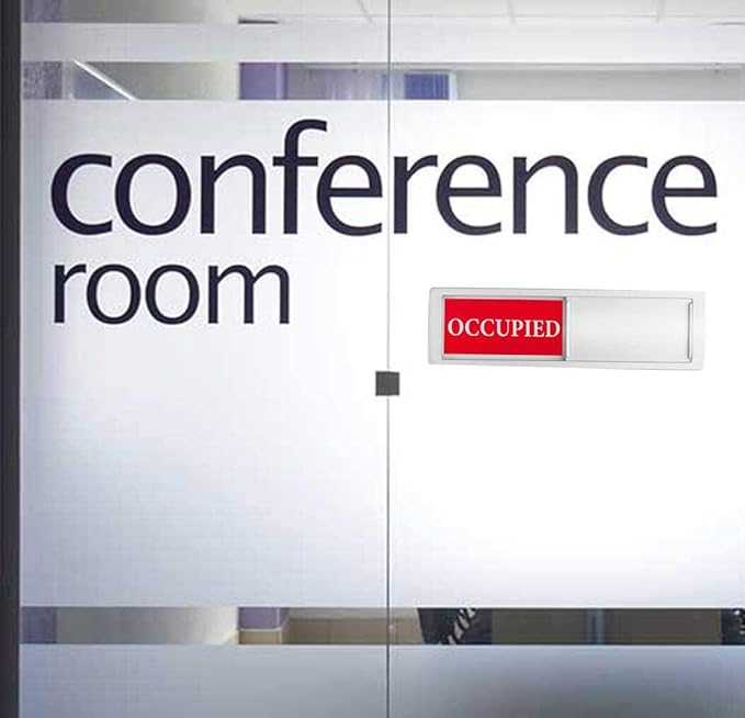 Privacy Sign, Premium Vacant Occupied Sign for Home Office Restroom Conference Hotles Hospital, Slider Door Indicator Tells Whether Room Vacant or Occupied, 7'' x 2'' - Silver