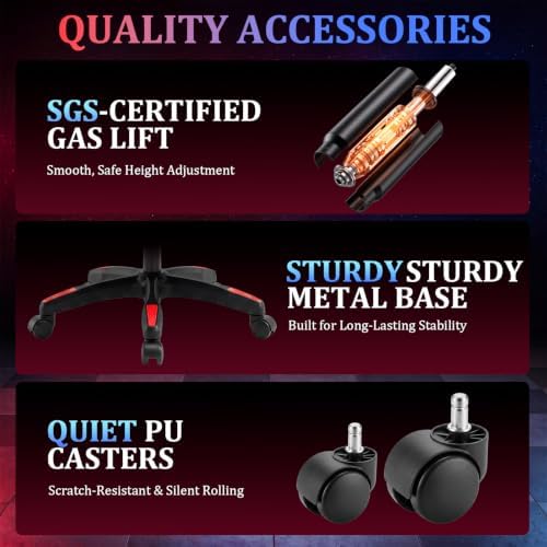 RGB Gaming Chair with Massage & Footrest, Built-in Speakers Chair