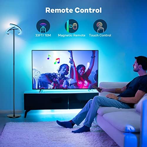 SIBRILLE RGBCW Floor Lamp, Color Changing Standing Lamp, Modern Stepless Dimmable LED Floor Light Tall Lamp with Remote Control, 20W 3000-6000K Rotatable Floor Lamps for Living Room, Bedroom, Office
