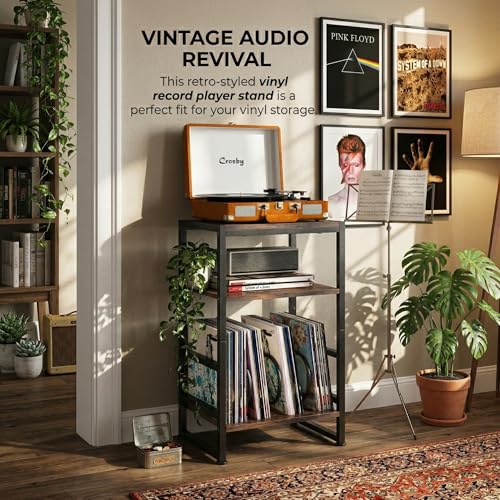 3-Tier Record Player Stand, with Storage, 28" H, Rustic