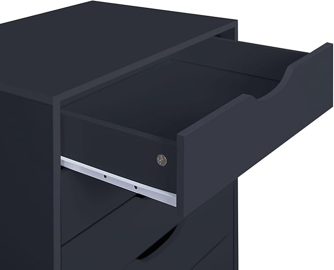 Naomi Home Debbie 7-Drawer Craft & Office Storage Cabinet, Black – Mobile Organizer with Casters, Spacious for Documents & Tools, Chic Minimalist Design, 15.7" D x 18.9" W x 34.2" H
