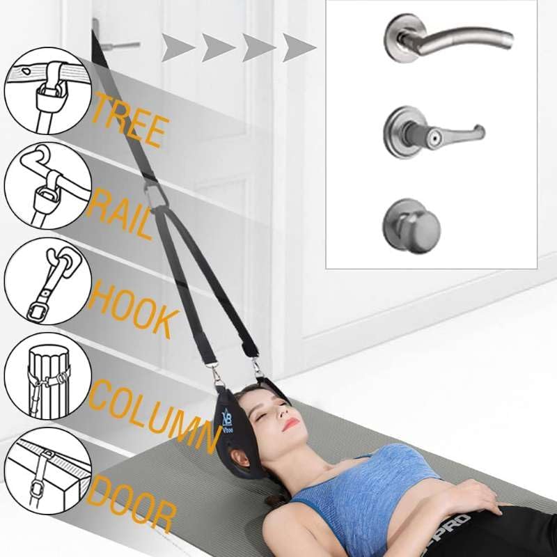 VBoo Cervical Neck Traction Device - Neck Stretcher with Gentle Pull, for Neck Tension Relief, Easy to Use with Door/Railing – Portable Neck Relaxation Tool