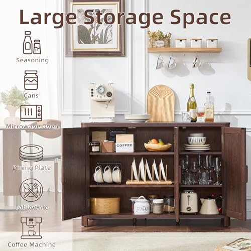 Walnut Sideboard Buffet Cabinet, 46" Arc-Shaped Storage Credenza
