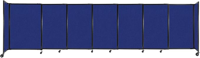 Versare Straightwall Sliding Portable Wall Partition | Freestanding Office Dividers | Locking Wheels | Temporary Room Separator | 15'6'' Wide x 4' Tall Royal Blue Fabric Panels