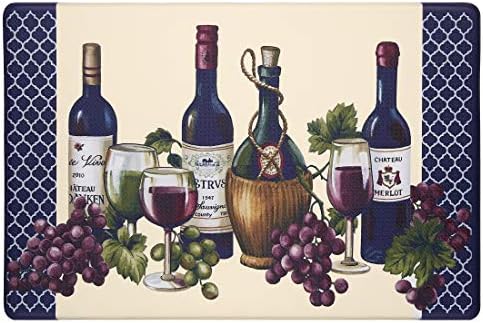 PowerSellerUSA Printed Anti Fatigue Mat, Non Slip Printed Textured Comfort Standing Floor Mats for Living, Dining Room, Bedroom, Kitchen, Office, Work (18x30 in., Wine & Grapes)