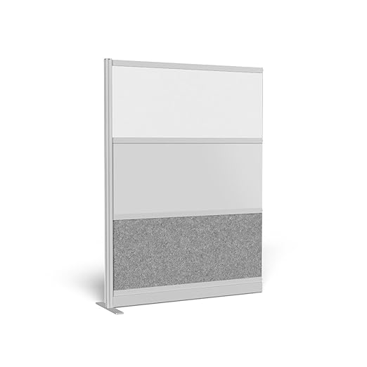 LUXOR MW-5348-XWCGWG Modular Wall Room Divider System - Silver Frame - 53" x 48" Add-On Wall - Wide Paneling