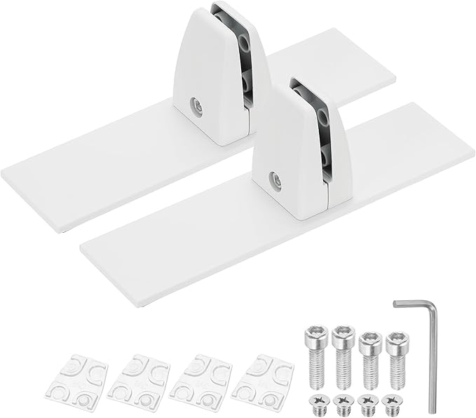 PATIKIL 1.8x1.3x2.5" Desk Divider Support Clamp, 2 Pcs Aluminum Desk Shield Clamp Desk Divider Partition Clamp Sneeze Guard Clamp Bracket for Office Home Desk Panel, White