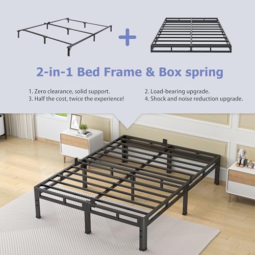 Metal Platform Bed Frame King Size, 12 Inch Dual-Layer Heavy Duty Base