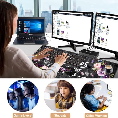 Keyboard Wrist Rest and Mouse Pad with Wrist Support Set Ergonomic Coaster,Memory Foam,Easy Typing Pain Relief,Large XL Desk Mat 31.5"x 11.8",Chaos Coordinator Quotes Vintage Watercolor Floral