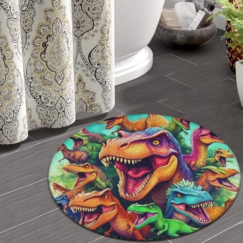 Fashion Round Area Rug Large Non Slip Carpet Unisex Home Decor Mat Dinosaurs
