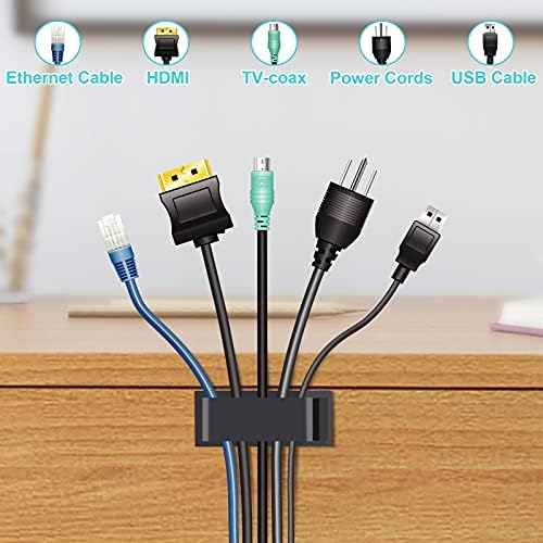 TidyHelper 20 PCS Cable Management Clips, Black, for Multiple Cords