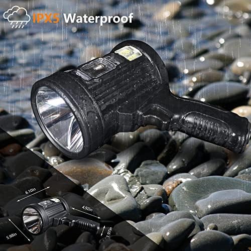 Rechargeable Flashlight, Handheld Flashlight with Cob Light, 4 Color 6 Modes Portable LED Flashlight for Hunting Boating Camping