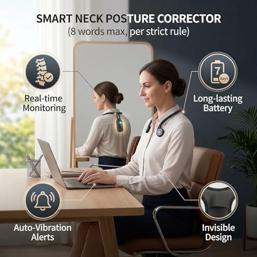 Dan&Dre Posture Corrector, Rechargeable Silicone Posture Trainer with Intelligent Hunchback Monitoring for Adults and Kids, USB Powered, Comfortable Wear, Design